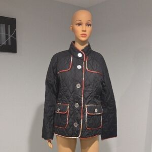 Pamela McCoy Black Puffer with Red Accents